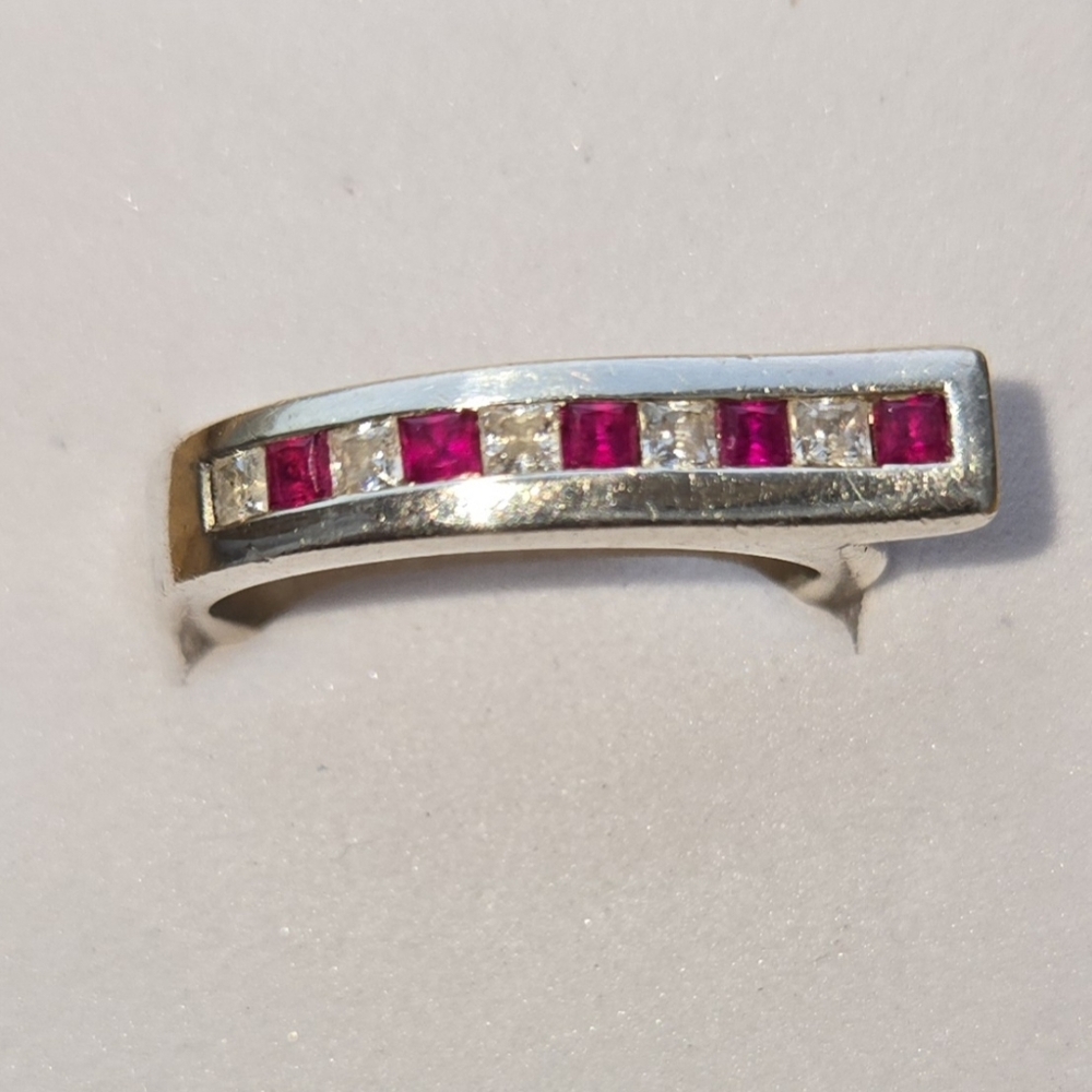 Ruby And Diamonique Unique Ring